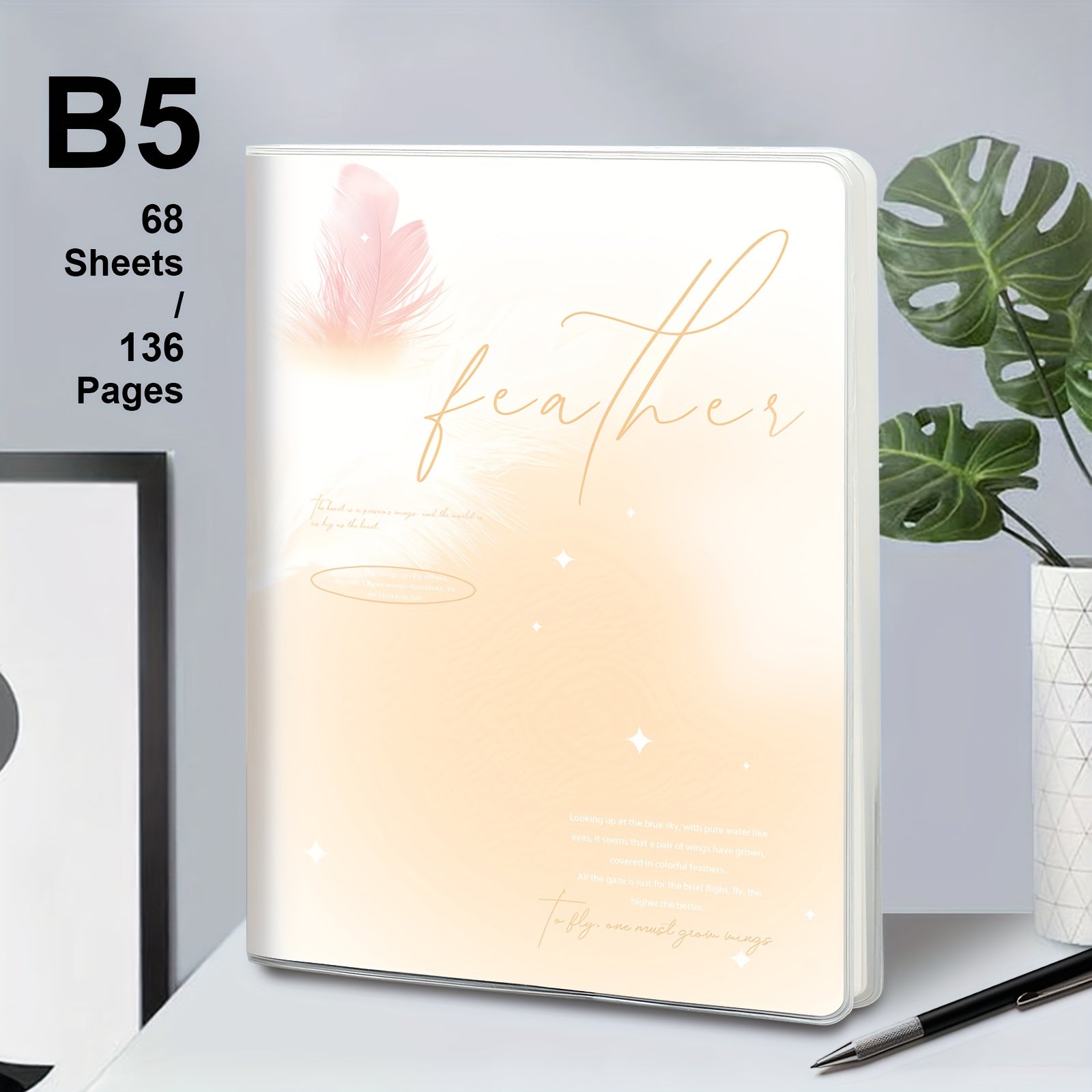 B5 136 Pages Colorful Journal Notebook Waterproof Soft Cover Horizontal Line