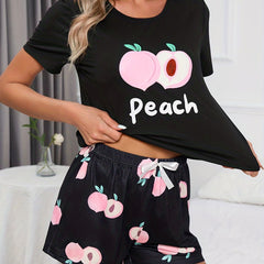 Peach Print Lounge Set Women's Loungewear & Sleepwear