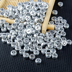 100pcs Silvery Alphabet Acrylic Beads for DIY Jewelry & Bracelet Crafting
