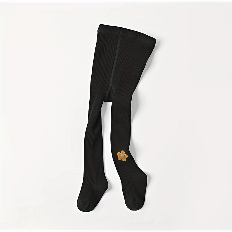 Girls Cartoon Flower Ribbed Pantyhose Soft Comfortable Socks Leggings