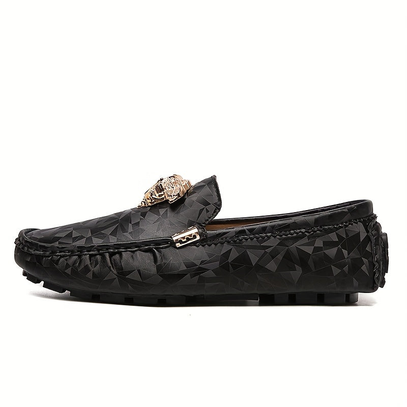 Men's Metallic Decor Loafer Shoes Non-slip Slip On Driving Shoes