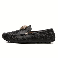 Men's Metallic Decor Loafer Shoes Non-slip Slip On Driving Shoes