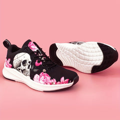 Skull & Rose Pattern High-Tech Sneakers