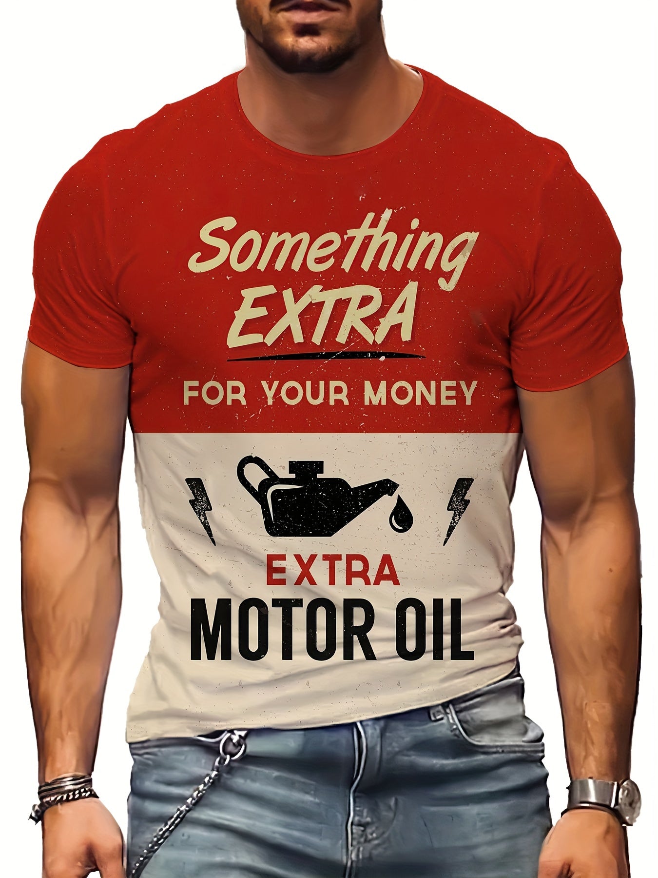 Men's 3D Print Tee Shirt Summer Casual Stretch Round Neck