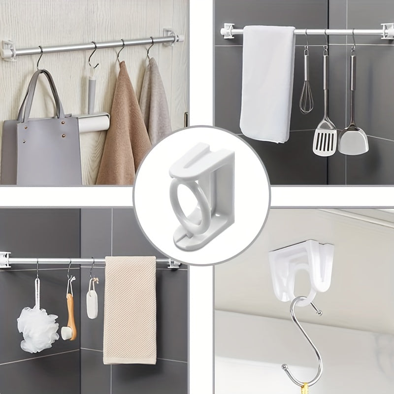 2pcs Punch Curtain Rod Holder Self Adhesive Clothes Rail Bracket