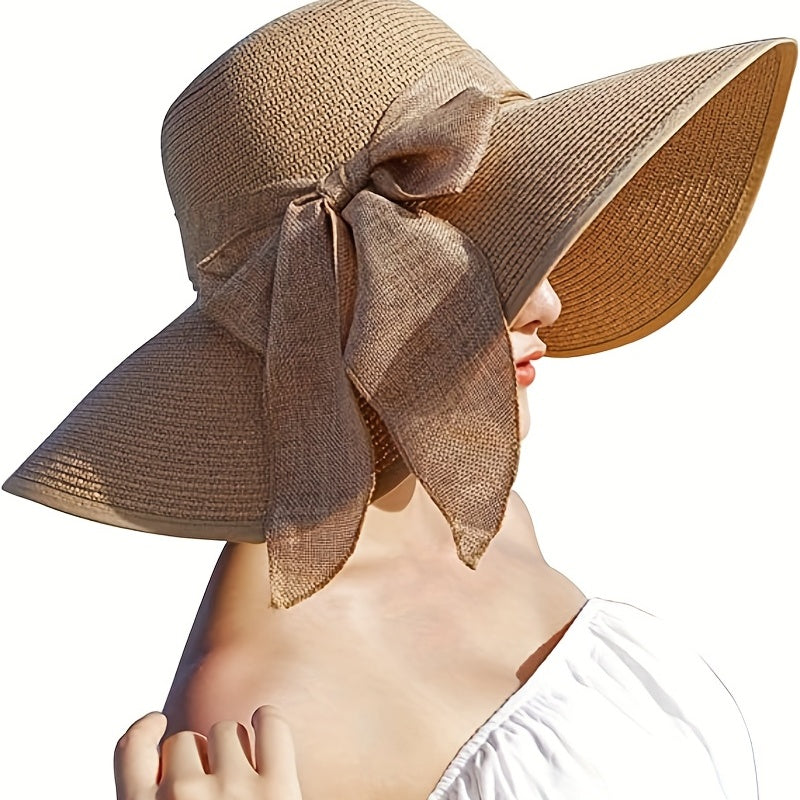 Bowknot Wide Brim Sun Hat UV Protection Straw Hat