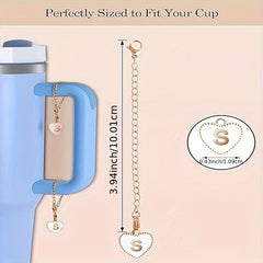 2pcs ID Initial Letter Cup Handle Charm Heart Shaped Pendant Decor