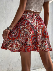 Ethnic Print Elastic Waist Skirts Boho Summer Mini Skirts Women's Clothing