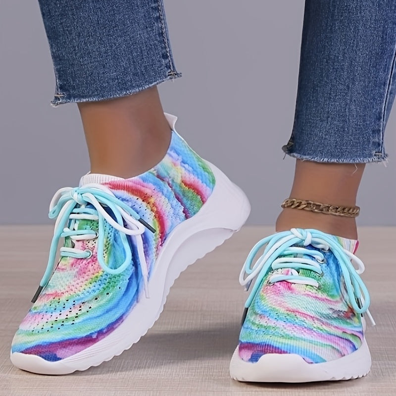 Women's Breathable Knit Sneakers Lightweight Lace Up Shoes