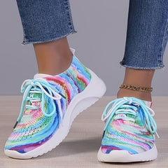 Women's Breathable Knit Sneakers Lightweight Lace Up Shoes