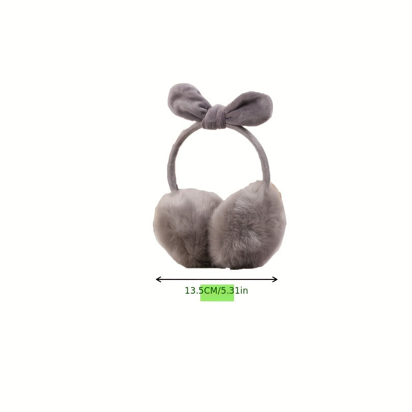 Vintage Bow Plush Earmuffs Soft Warm Winter Ear Muffs for Women