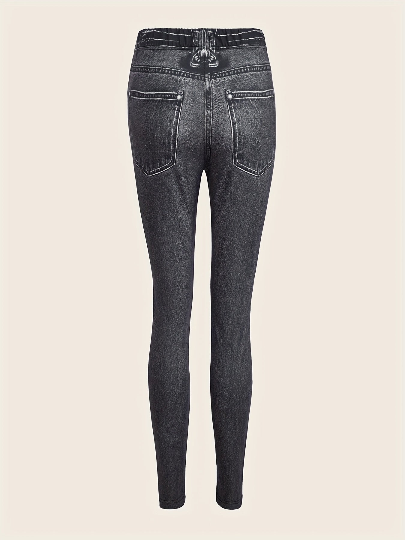 Denim Print Skinny Leggings Women's Casual Stretchy Leggings