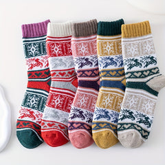 Boho Winter Warm Socks for Men & Women Christmas Retro Stretchy Socks