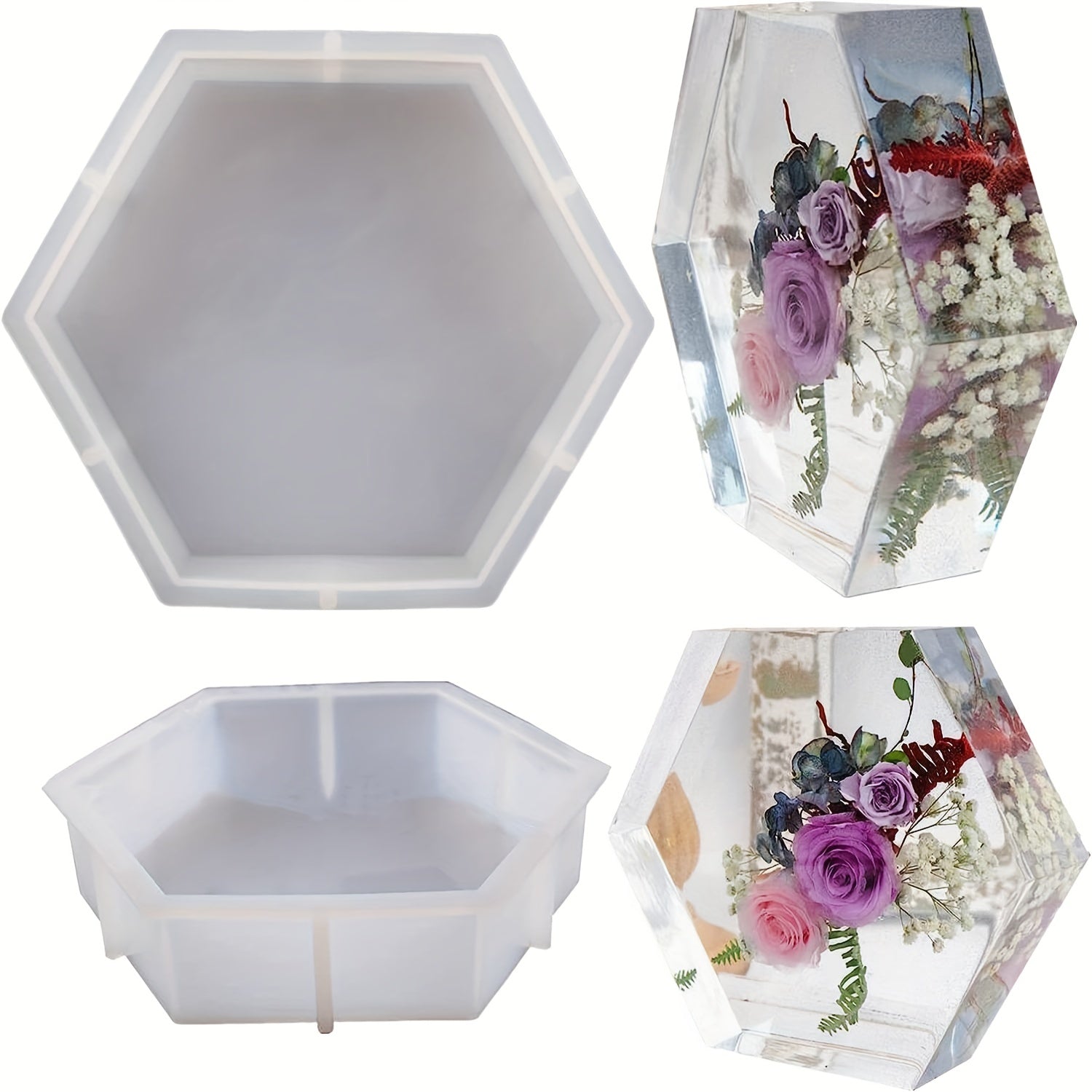 Resin Silicone Mold for DIY Art - Hexagon Round Square Rectangle