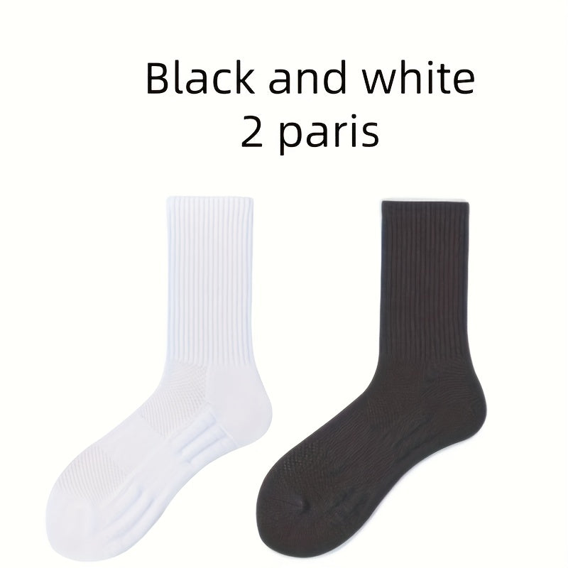 Comfy Solid Socks 2 Pairs Breathable Women's Stockings & Hosiery