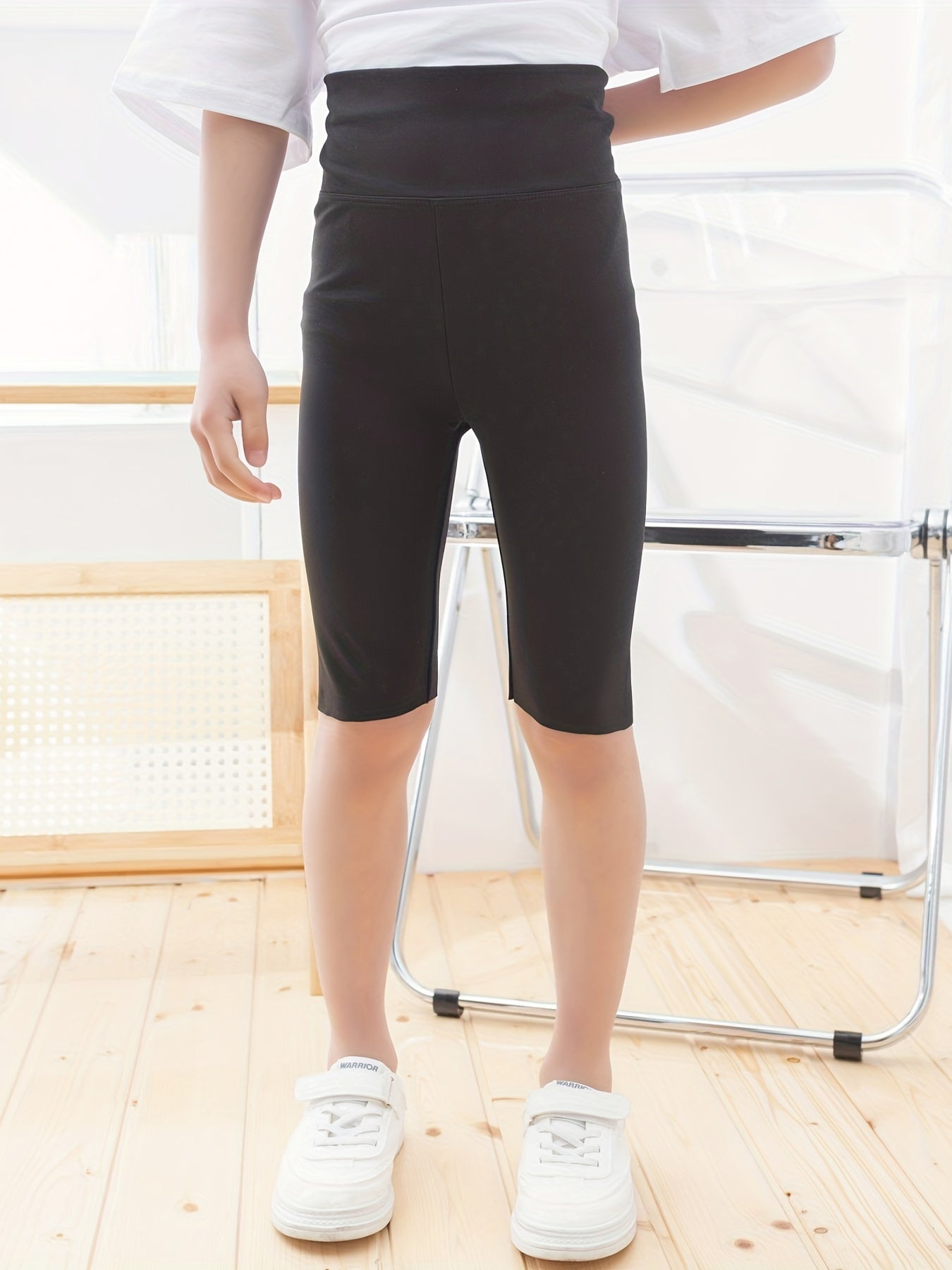 Girls Stretch Soft Leggings Elastic Waist Athletic Biker Shorts