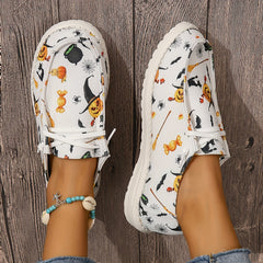 Women's Halloween Witch Pumpkin Boat Shoes Lightweight Flats