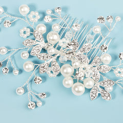 Bridal Rhinestone Pearl Comb Wedding Hair Accessories