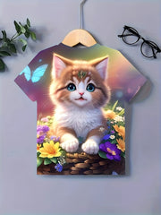 3D Cat Graphic T shirt Girls Casual Short Sleeve Tees Summer Clothes Gift