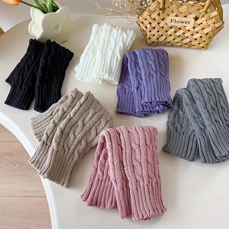 Girls Wool Twist Warm Socks Knitted Leg Warmers