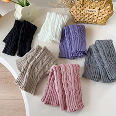 Girls Wool Twist Warm Socks Knitted Leg Warmers