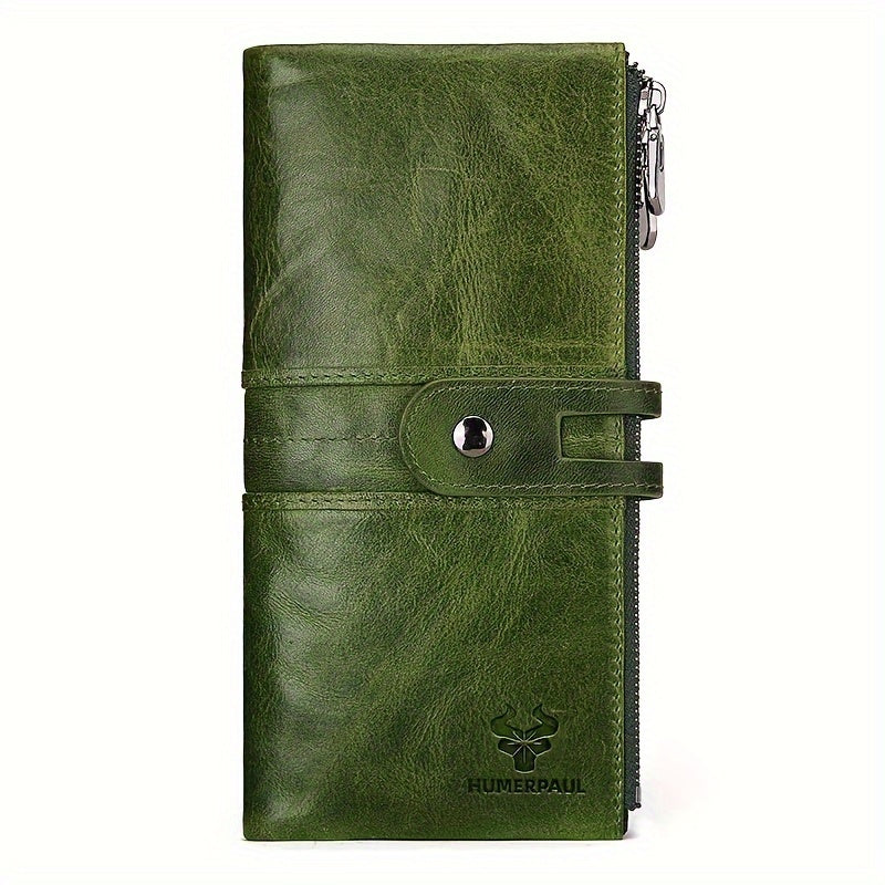 Women's Top Grain Leather Bi fold Wallet with Snap Closure