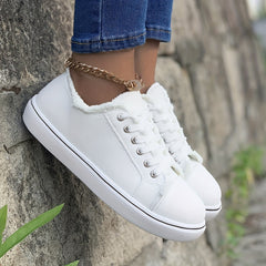 Women's Low Top Canvas Sneakers Lace Up Casual Shoes