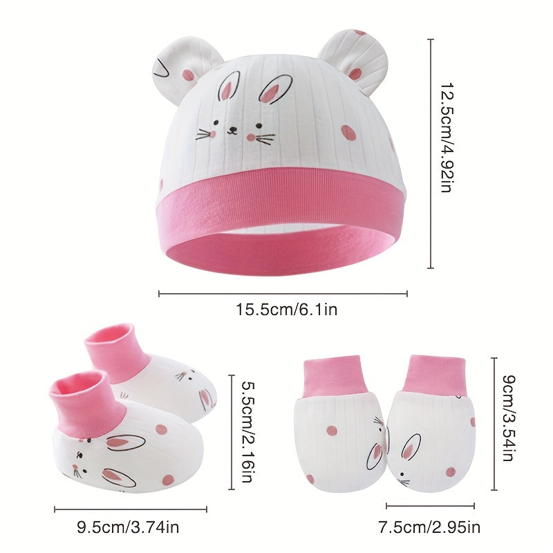 Cute Cartoon Ears Hat Mittens & Socks Set for Baby
