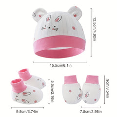 Cute Cartoon Ears Hat Mittens & Socks Set for Baby