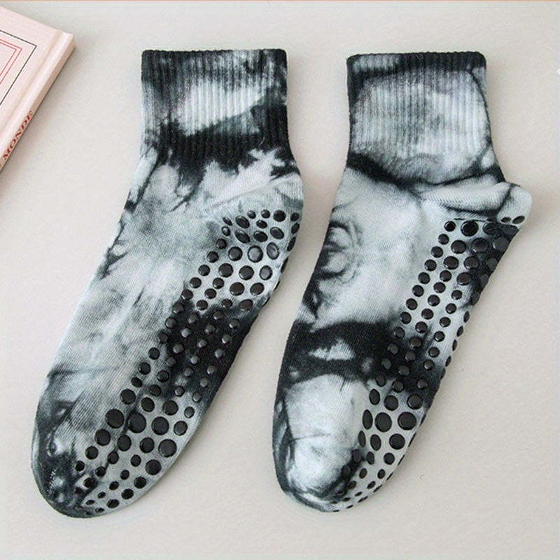 Tie Dyed Yoga Socks Non-Slip Pilates Crew Sock