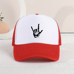 Rock Gesture Mesh Stitching Cap Sun Protection for Kids