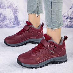 Warm Snow Boots Faux Fur Lined Waterproof Slip On Hiking Boots