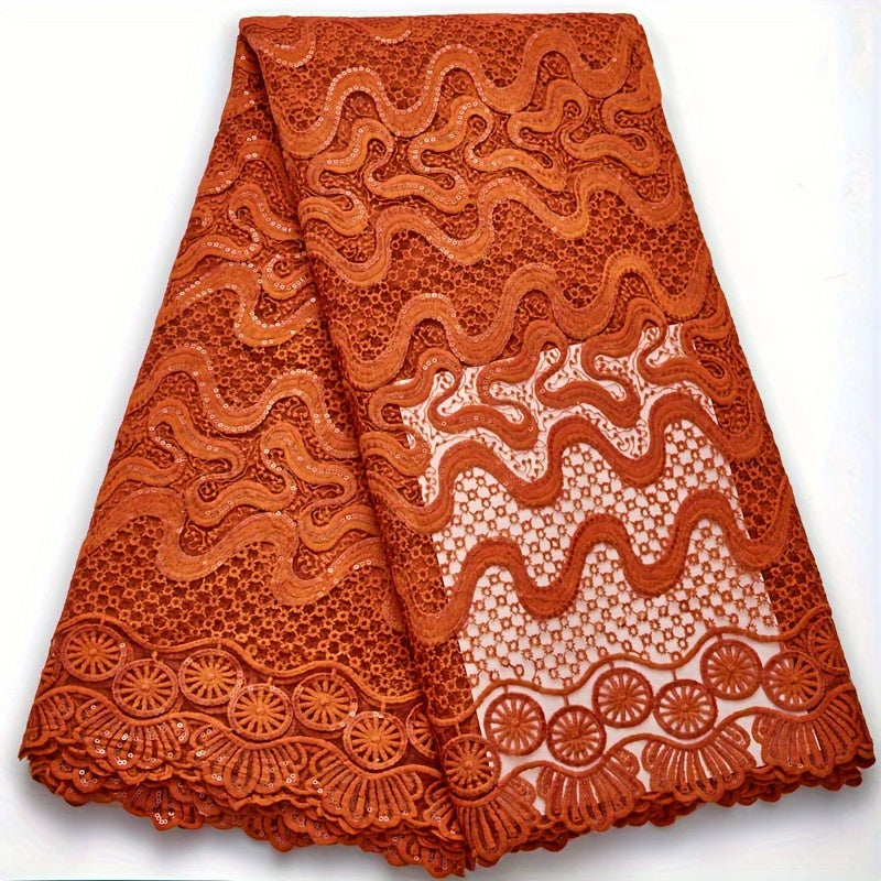 1pc African Lace Fabric French Mesh Milk Silk Tulle Sequins Fabric 4.57m
