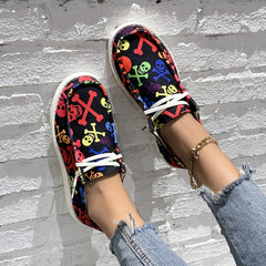 Women's Skull Pattern Slip-On Canvas Shoes