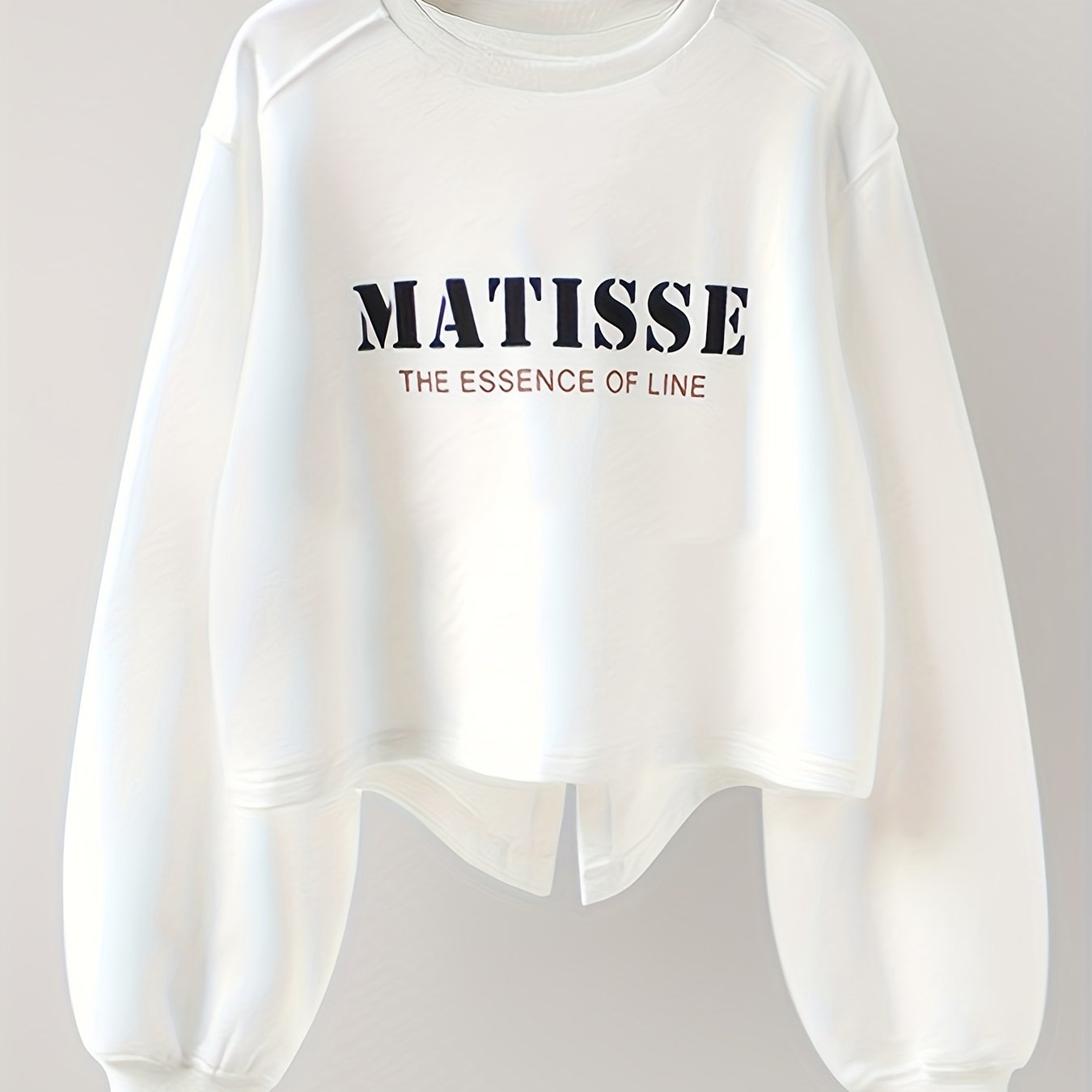 Letter Print Split Back Pullover Sweatshirt for Women