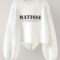 Letter Print Split Back Pullover Sweatshirt for Women