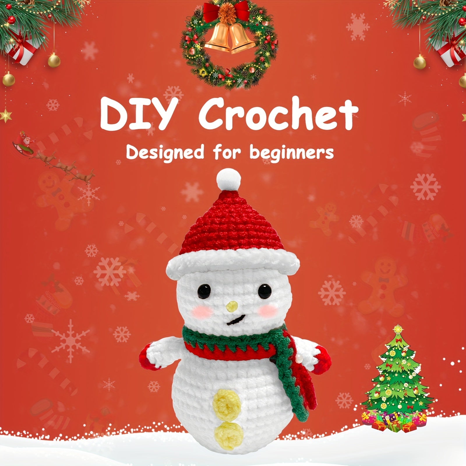 Christmas Snowman Crochet Kit for Beginners - Complete Set