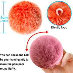80pcs Faux Fur Ball Keychain Set With Tassel