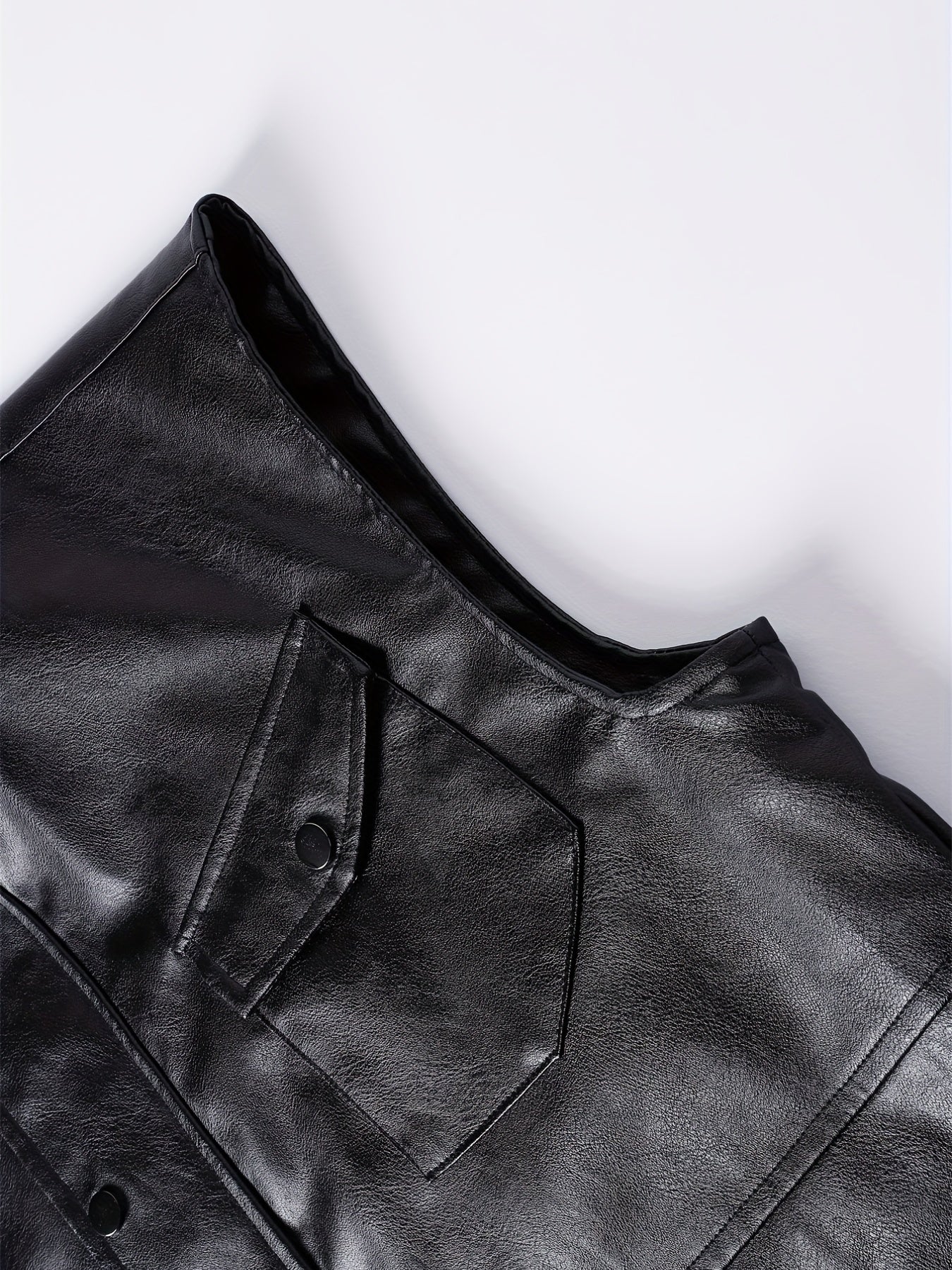 Men's Warm Fleece PU Leather Vest for Fall Winter