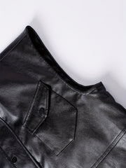 Men's Warm Fleece PU Leather Vest for Fall Winter