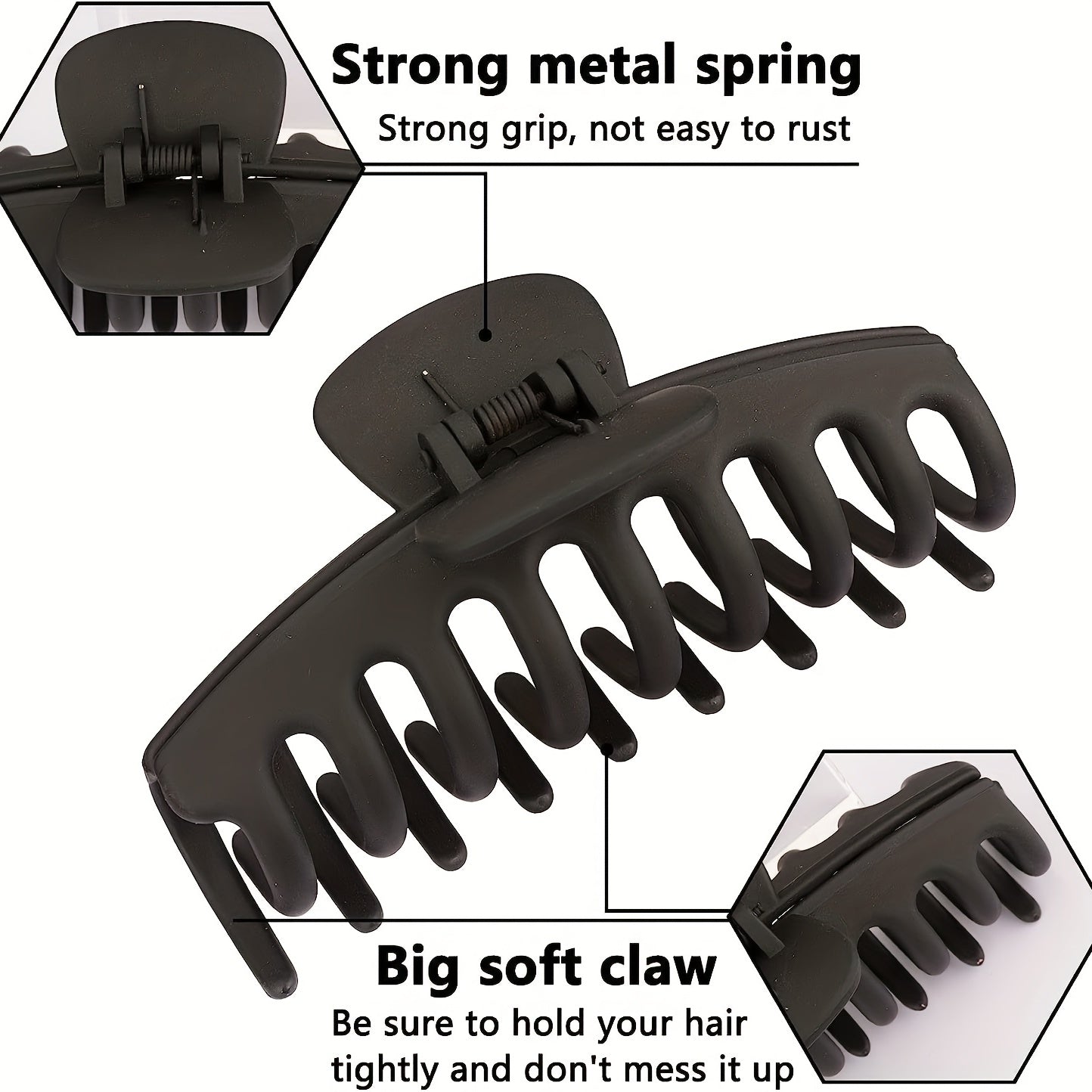 8pcs Large Hair Claw For Women Frosted Shark Claw Non-slip Clip Hair Accessories