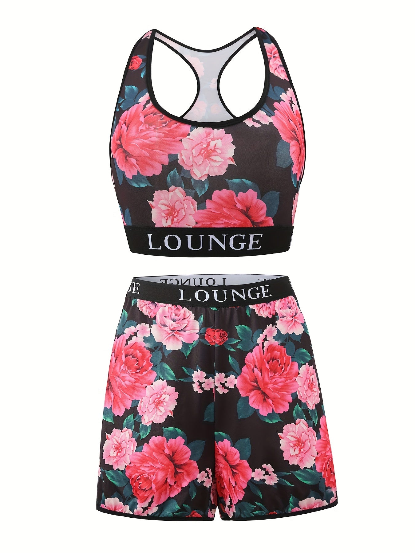 Floral Print Tank Top & Shorts Underwear Set