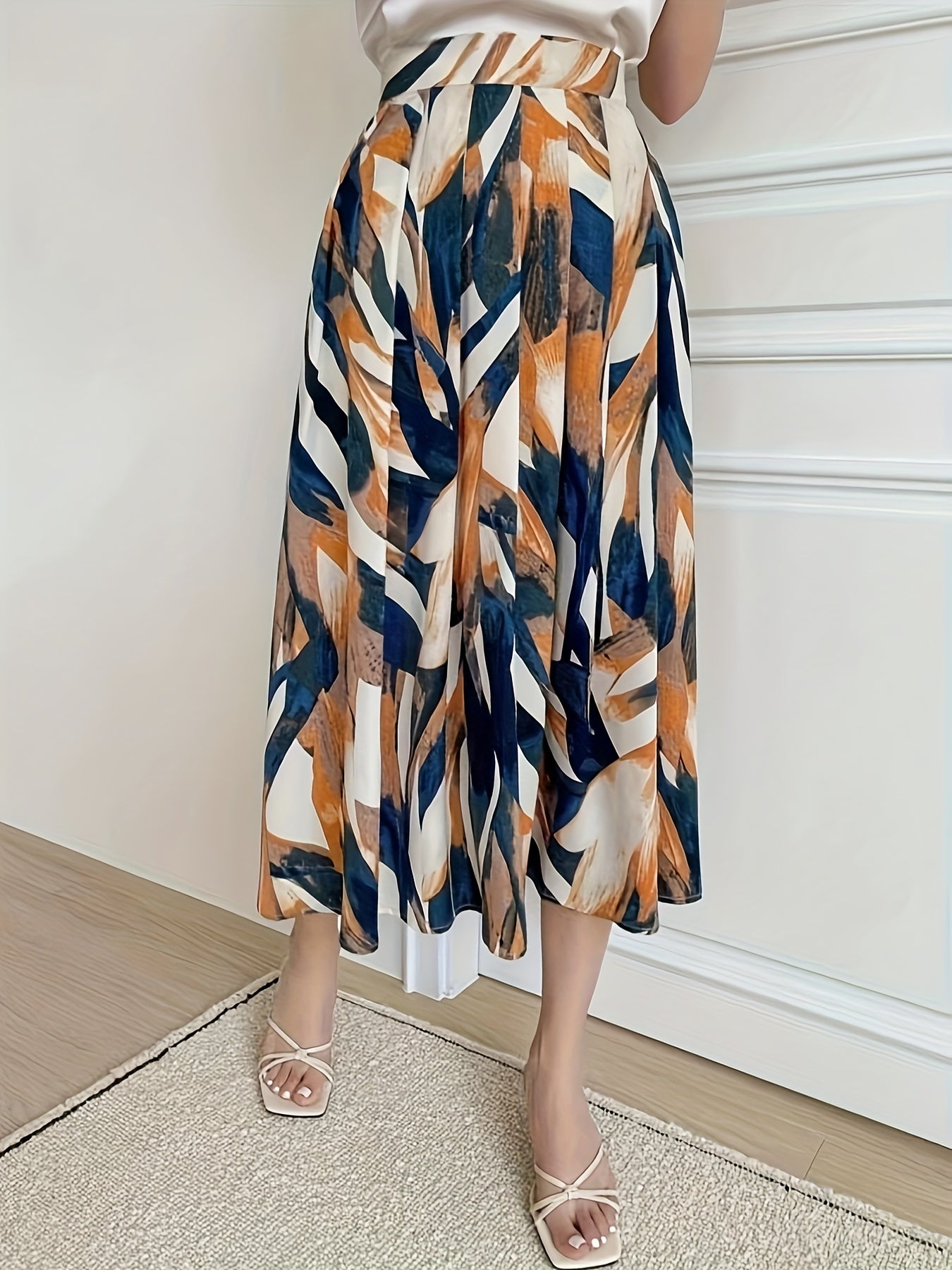 Spring & Summer High Waist Swing Skirt All-over Print