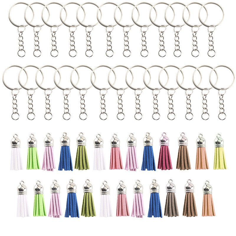 Key Chain Ring with Tassel Pendants Bulk for Crafts 100Pcs