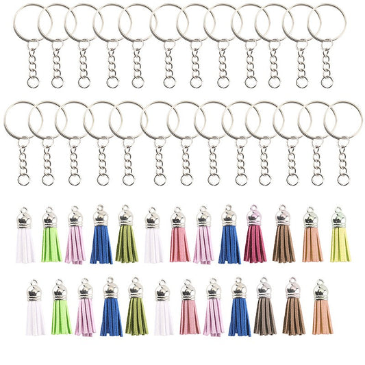 Key Chain Ring with Tassel Pendants Bulk for Crafts 100Pcs