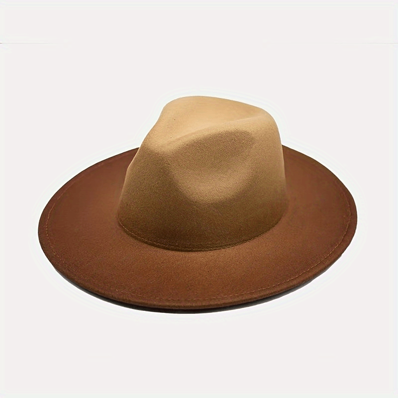 Gradient Wide Brim Fedora Hat For Sunshade