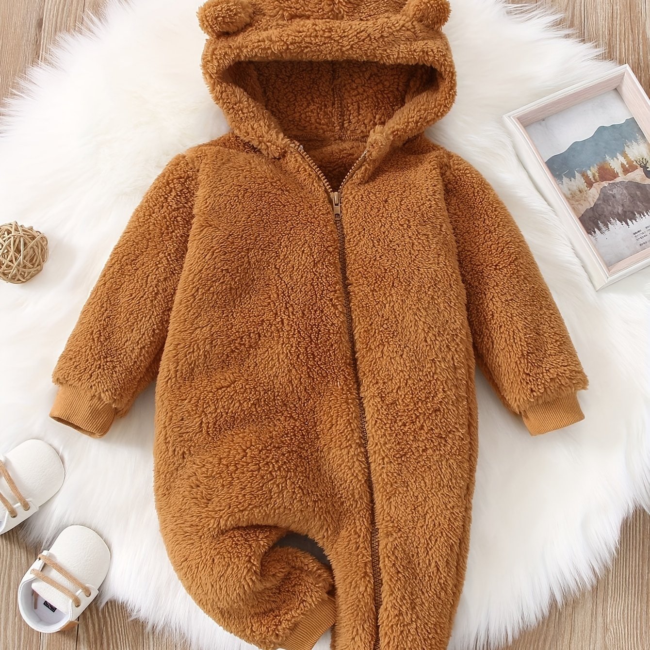 Baby Bear Hooded Jumpsuit Onesie Romper for Fall Winter