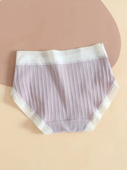 5pcs Ribbed Bow Tie Briefs Soft & Stretchy Intimates Panties