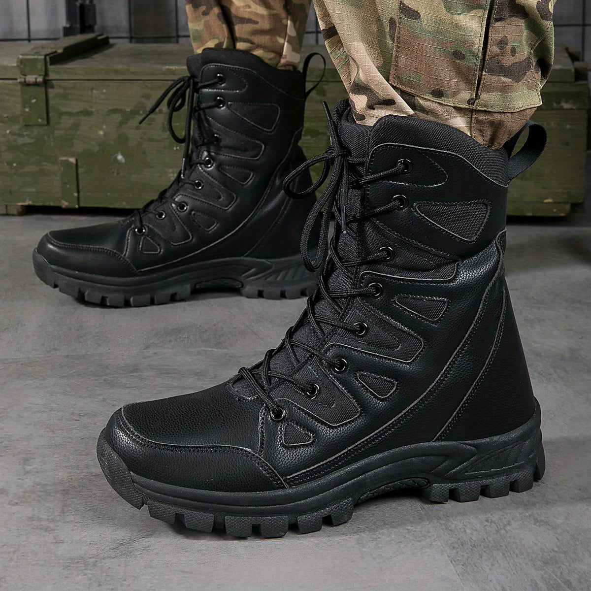 Men's Lace-up Service Boots Combat Casual Walking Shoes