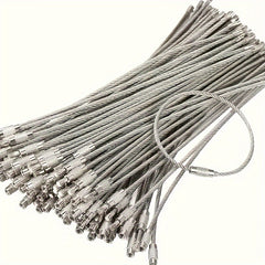 10pcs Stainless Steel Wire Ring Adhesive Wire Rope Key Ring for Luggage Tag